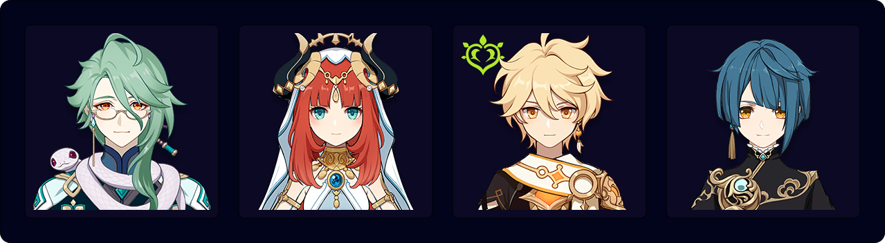 Baizhu — Nilou — Dendro Traveler — Xingqiu