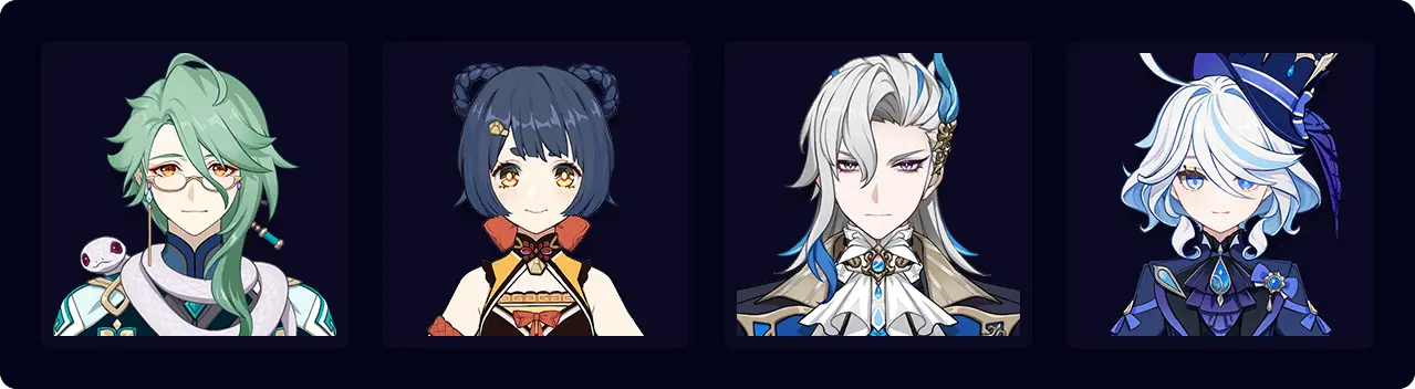 Baizhu — Xiangling — Neuvillette — Furina