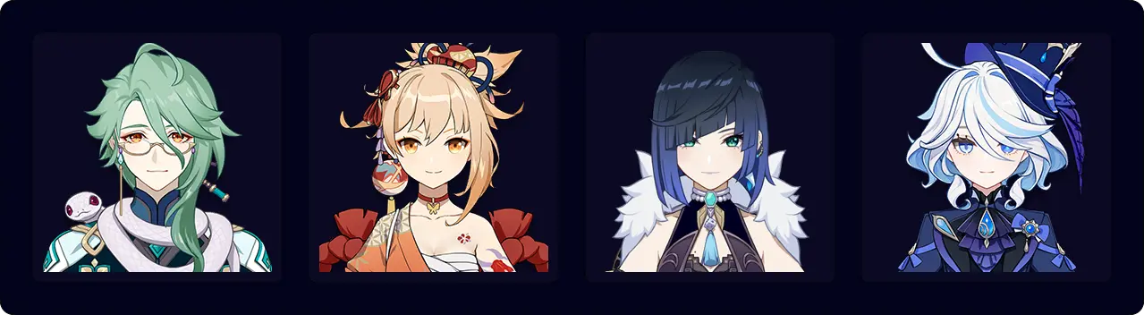 Baizhu — Yoimiya — Yelan — Furina