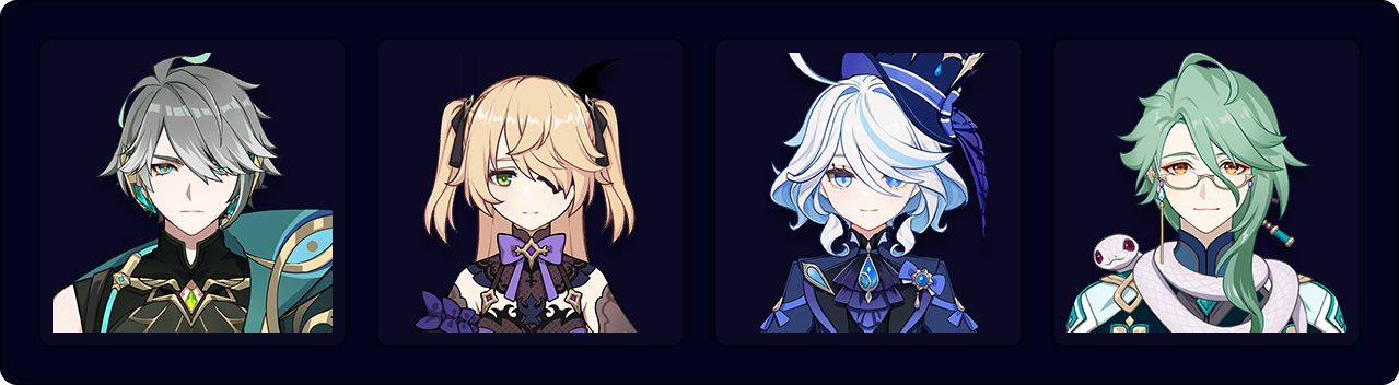 Alhaitham — Fischl — Furina — Baizhu