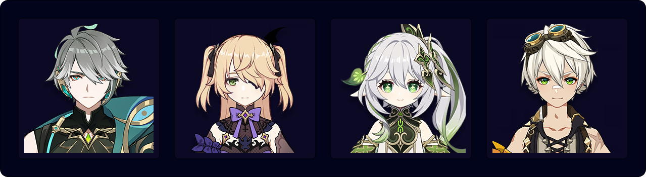 Alhaitham — Fischl — Nahida — Bennett