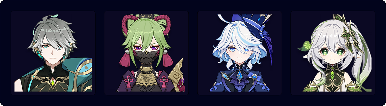 Alhaitham — Shinobu — Furina — Nahida