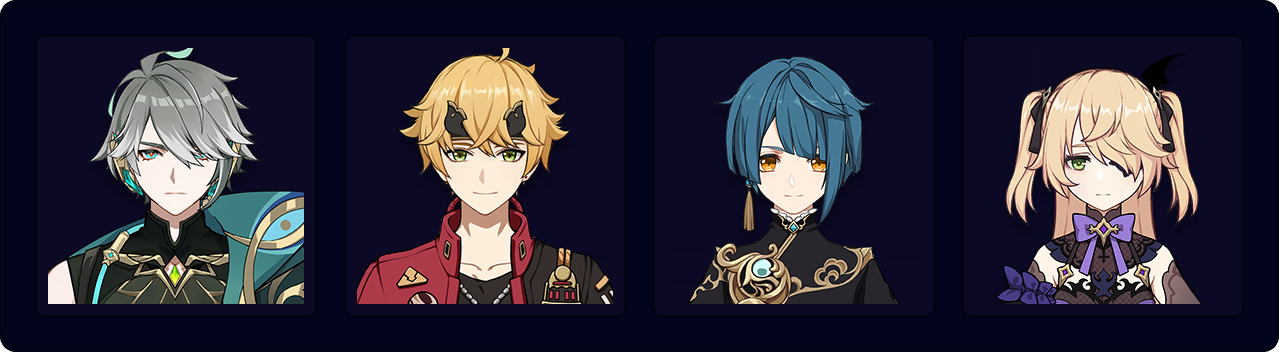 Alhaitham — Thoma — Xingqiu — Fischl