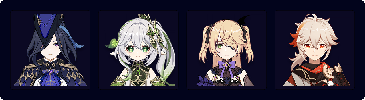 Clorinde — Nahida — Fischl — Kazuha