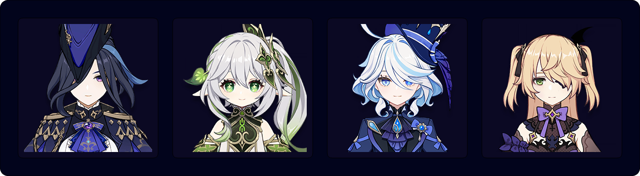 Clorinde — Nahida — Furina — Fischl