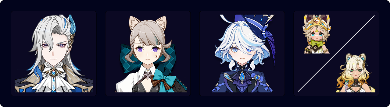 Neuvillette — Lynette — Furina — Kachina / Xilonen