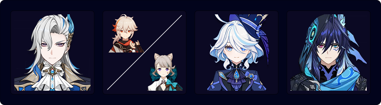 Neuvillette — Kazuha/Lynette — Furina — Ororon