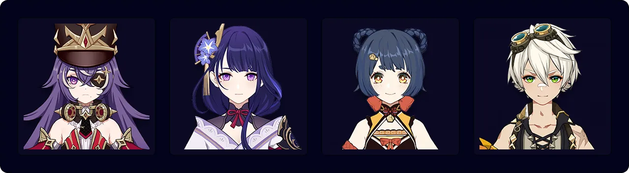 Chevreuse — Xiangling — Raiden — Bennett