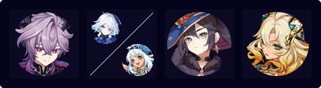 Durin — Furina / Mualani — Mona — Xilonen