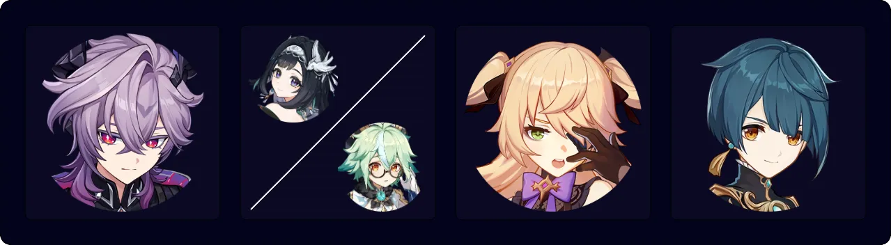 Durin — Lan Yan / Sucrose — Fischl — Xingqiu