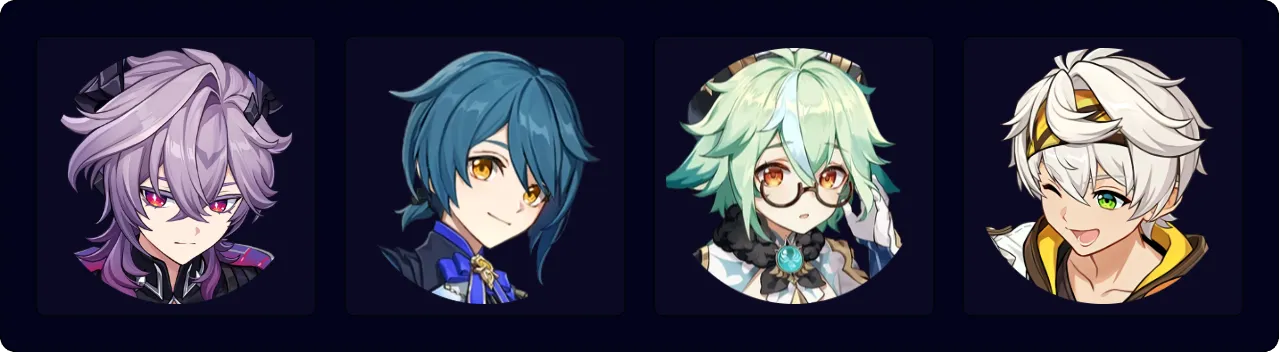 Durin — Xingqiu — Sucrose — Bennett