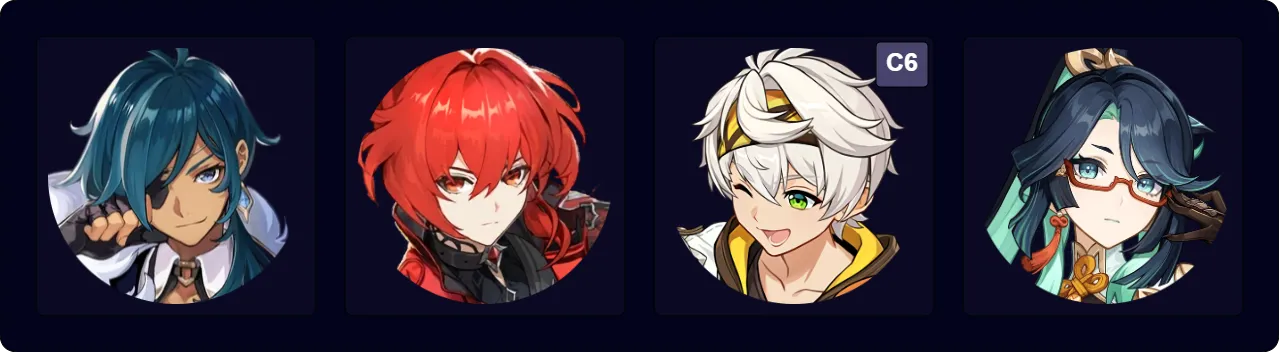 Kaeya — Diluc — Bennett — Xianyun