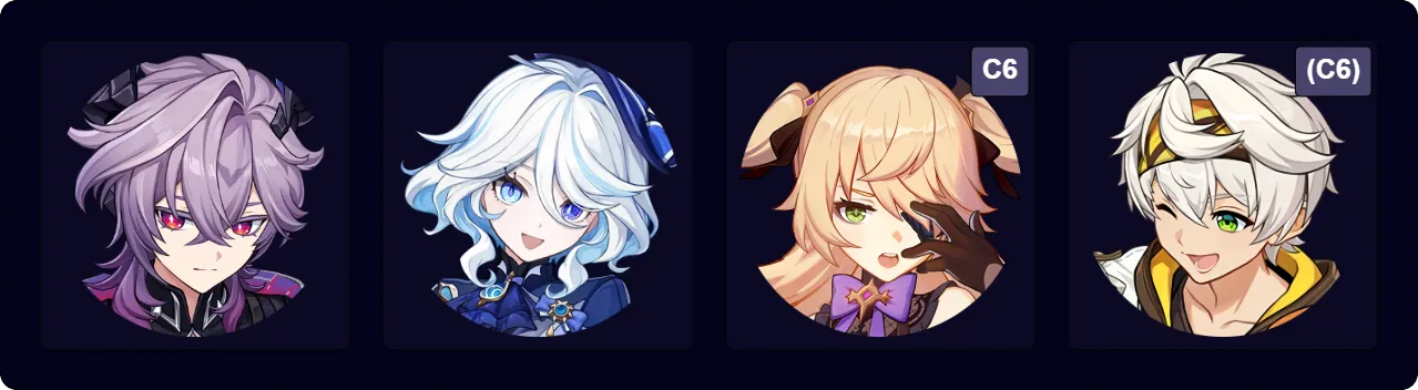 Durin — Furina — Fischl C6 — Bennett (C6)