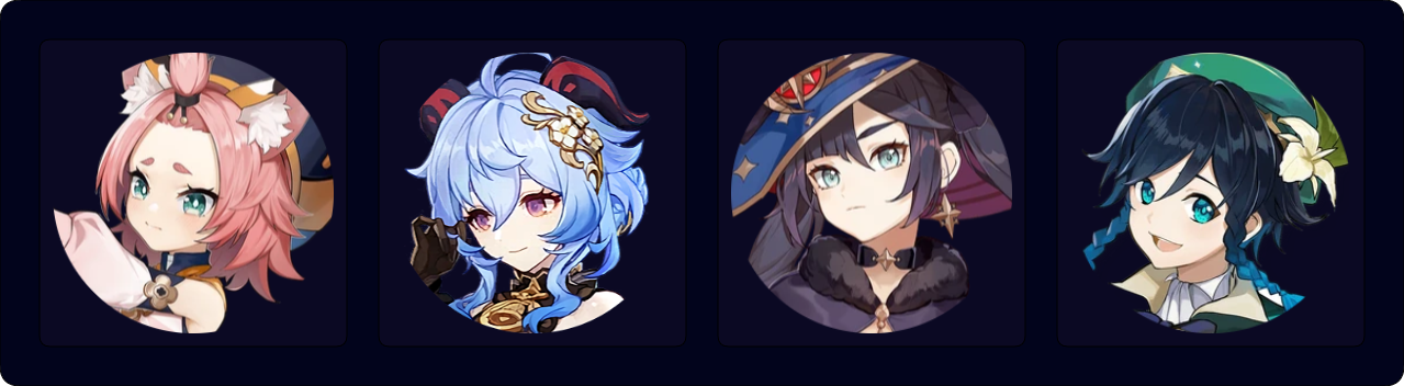 Diona — Ganyu — Mona — Venti