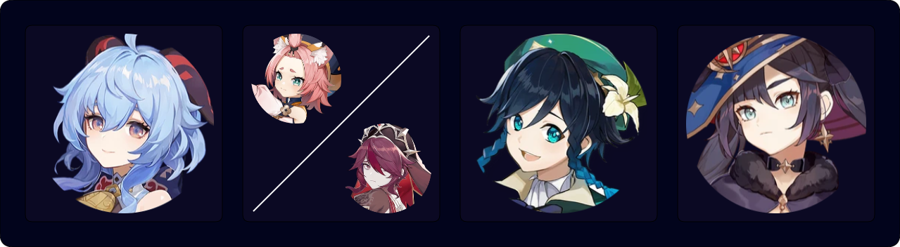 Ganyu — Diona / Rosaria — Venti — Mona
